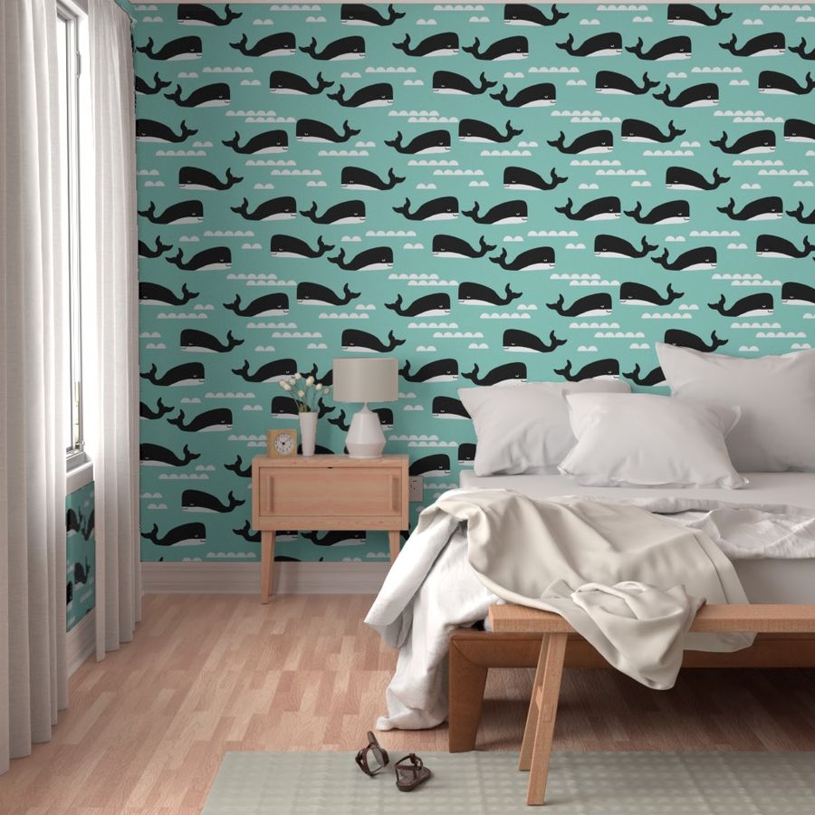 whales whale mint kids ocean summer tropical waters wave 