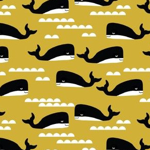 whales whale ocean nautical summer mustard yellow kids gender neutral cool scandinavian kids design