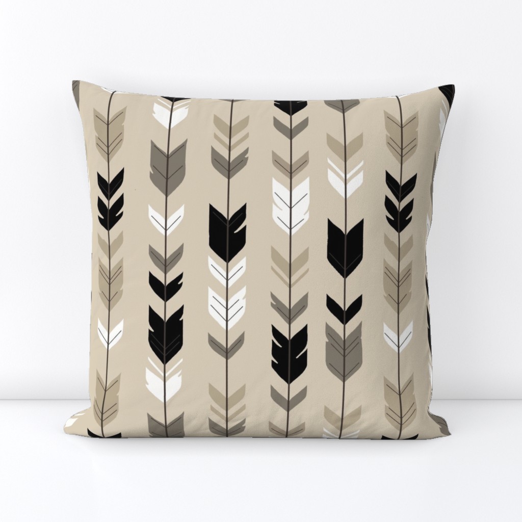 Arrow Feather-Black/Tan Woodland nursery- gender neutral baby boy