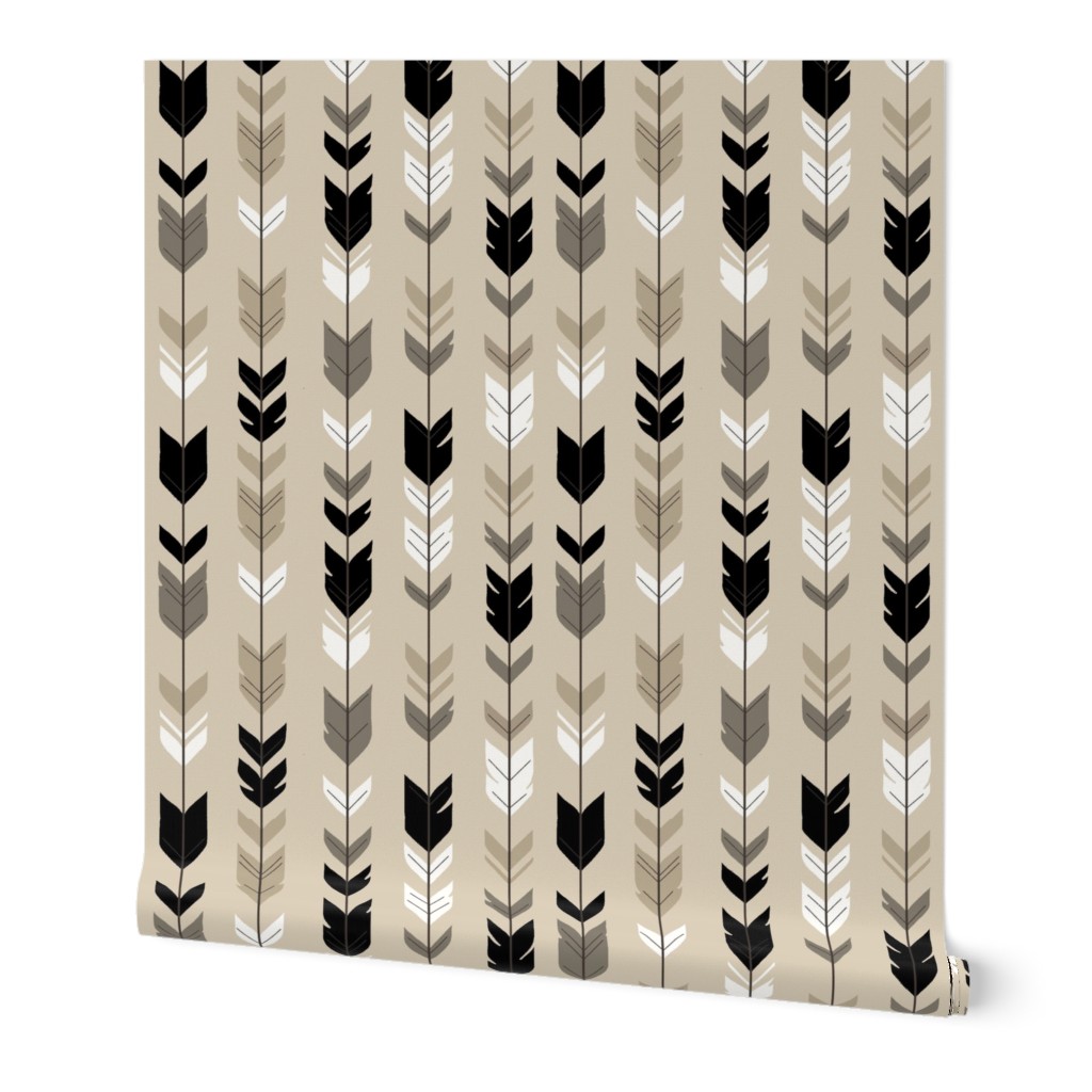 Arrow Feather-Black/Tan Woodland nursery- gender neutral baby boy