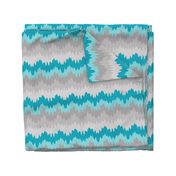 Turquoise Teal Blue Grey Gray Ombre Chevron Zigzag