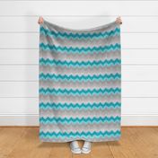 Turquoise Teal Blue Grey Gray Ombre Chevron Zigzag