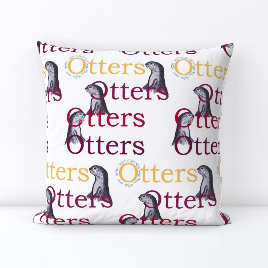  Smooth-coated otters (maroon + gold text) by Su_G_©SuSchaefer 