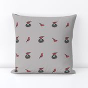 Nesting Bird Sketch - Scarlet Tanager on Gray (Large)