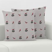 Nesting Bird Sketch - Scarlet Tanager on Gray (Large)