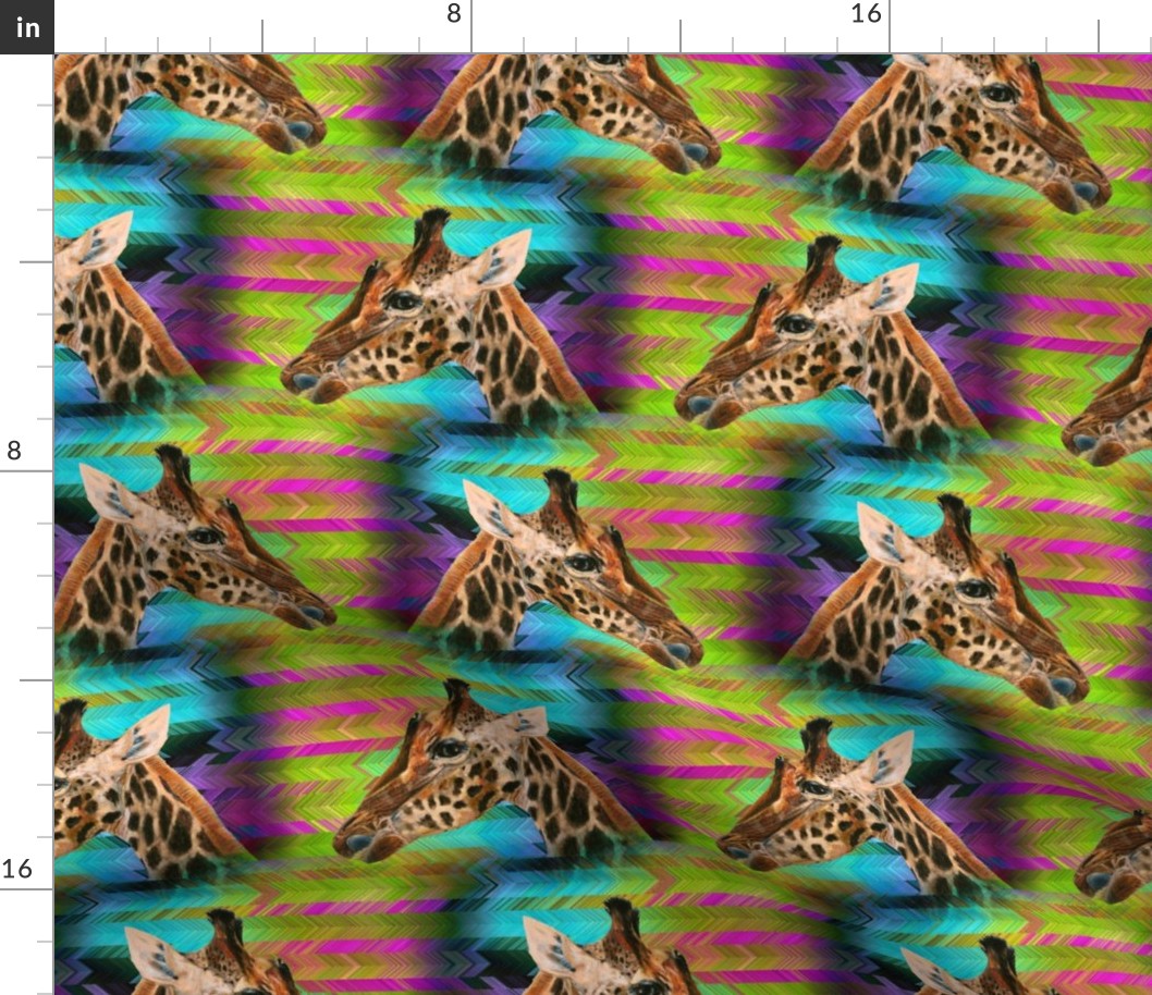 GIRAFFE ON MULTICOLOR PSYCHEDELIC CHEVRONS ALTERNATES