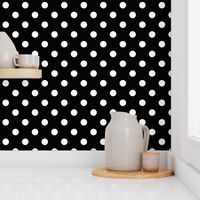 One Inch White Polka Dots on Black