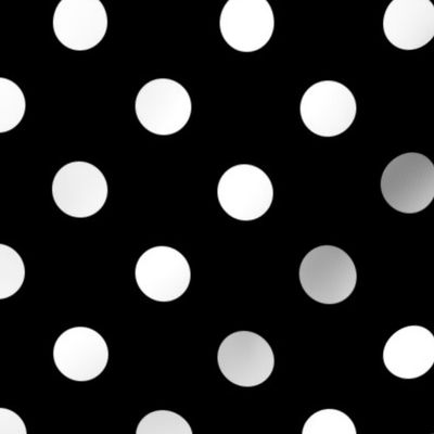 One Inch White Polka Dots on Black