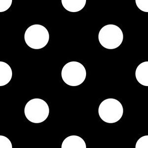 One Inch White Polka Dots on Black