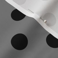 One Inch Black Polka Dots on Medium Gray