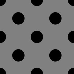 One Inch Black Polka Dots on Medium Gray