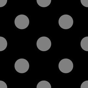 One Inch Medium Gray Polka Dots on Black
