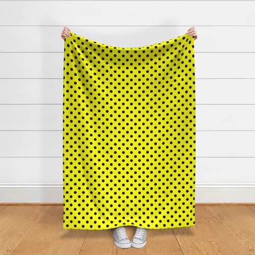 One Inch black Polka Dots on Yellow