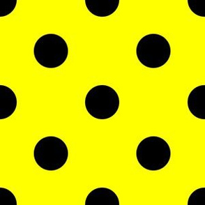 One Inch black Polka Dots on Yellow