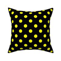 One Inch Yellow Polka Dots on Black