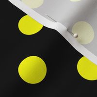 One Inch Yellow Polka Dots on Black