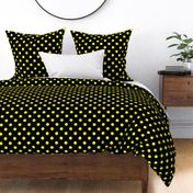 One Inch Yellow Polka Dots on Black