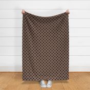 One Inch Black Polka Dots on Taupe Brown