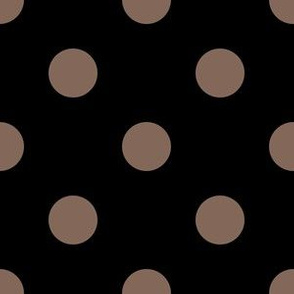 One Inch Taupe Brown Polka Dots on Black