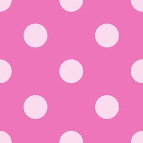 One Inch Light Pink Polka Dots on Dark Pink