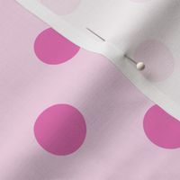 One Inch Dark Pink Polka Dots on Light Pink