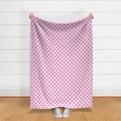 One Inch Dark Pink Polka Dots on Light Pink