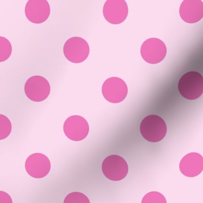 One Inch Dark Pink Polka Dots on Light Pink