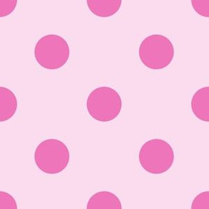 One Inch Dark Pink Polka Dots on Light Pink