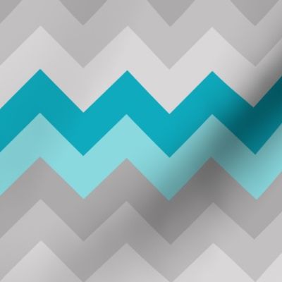 Turquoise Teal Blue Grey Gray Chevron Ombre Fade