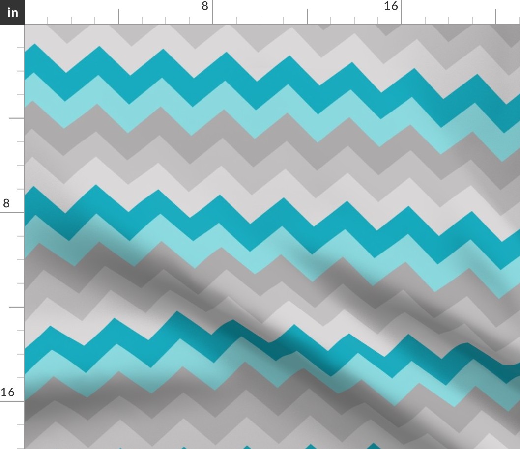 Turquoise Teal Blue Grey Gray Chevron Ombre Fade