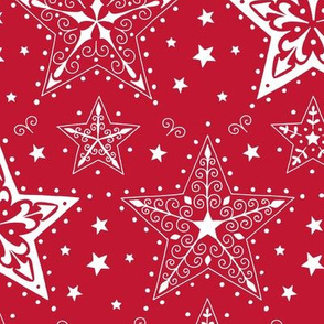 Patterned Christmas Stars red and white