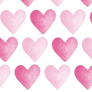 Watercolour Hearts Pink