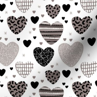 Cute hearts love and romantic wedding theme for kids and lovers valentine black and white