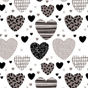 Cute hearts love and romantic wedding theme for kids and lovers valentine black and white
