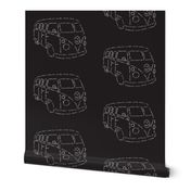 Kombi Van Kalligram white on black