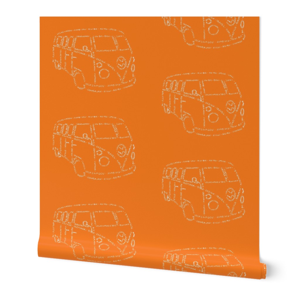 Kombi Van Kalligram white on orange