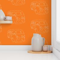 Kombi Van Kalligram white on orange