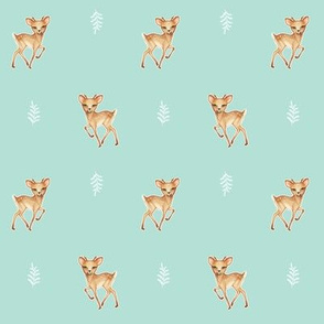 Bambi Speckled Deer on Palest Duck egg blue