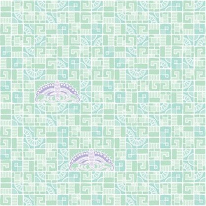 Five Tiles & Butterflies - lavender & seaglass