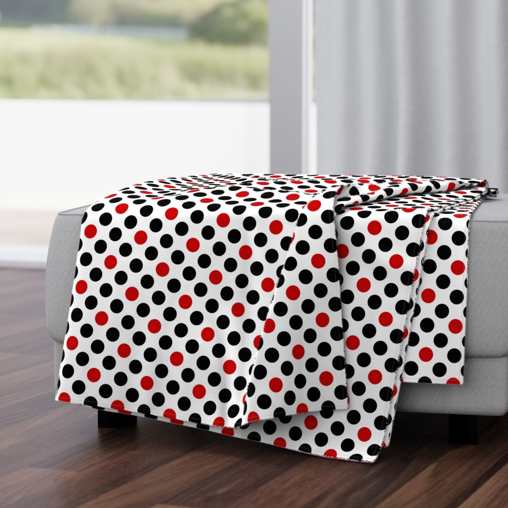 UK black + red diagonal polka dots on white by Su_G_©SuSchaefer 
