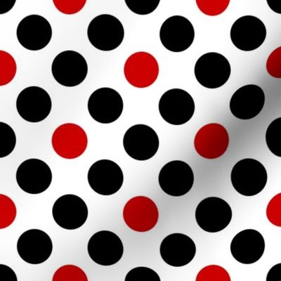 UK black + red diagonal polka dots on white by Su_G_©SuSchaefer 