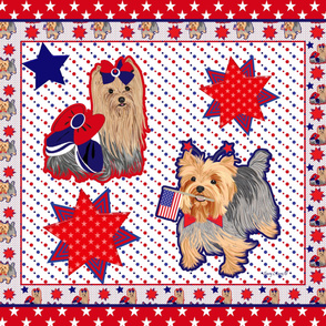 Yorkie - Election 2016 - Spirit Red w/stars Quilt Panel