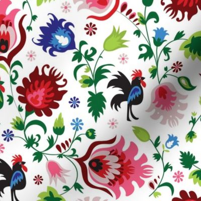 Rooster Floral Folklore Print