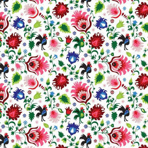 Rooster Floral Folklore Print
