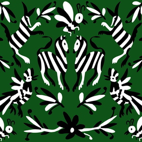 Forest Green Mexican Otomi Animals