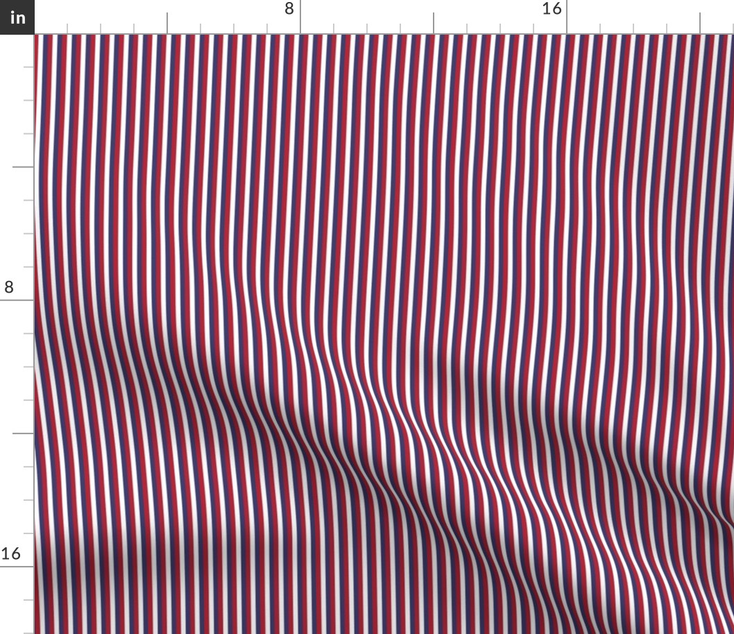 Pinstripe Red, White, and Blue Vertical Eighth Inch Stripes