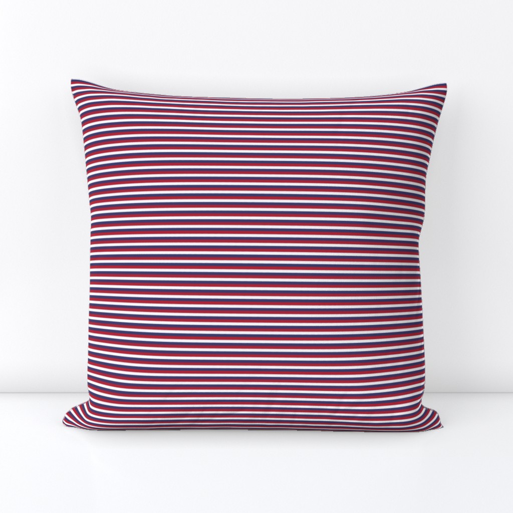 Pinstripe Red, White, and Blue Horizontal Eighth Inch Stripes