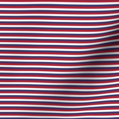 Pinstripe Red, White, and Blue Horizontal Eighth Inch Stripes