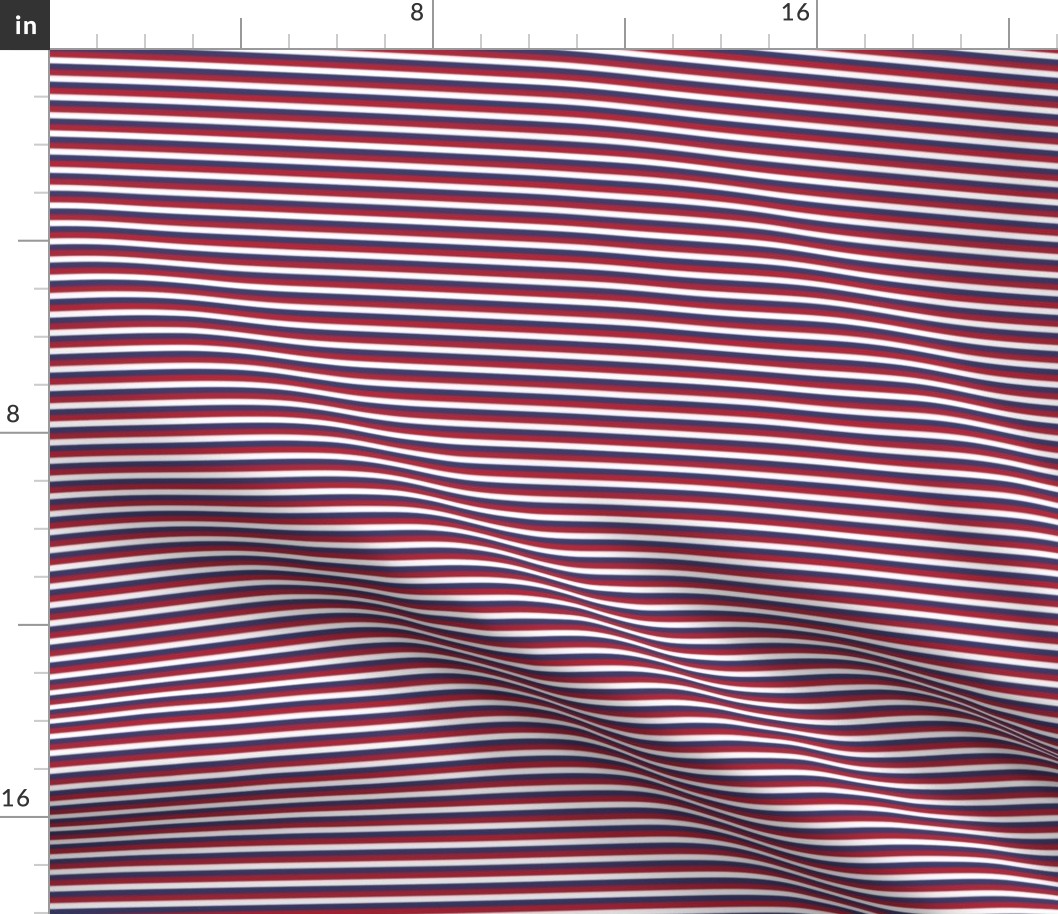 Pinstripe Red, White, and Blue Horizontal Eighth Inch Stripes