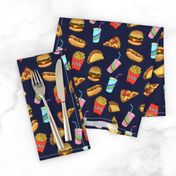 Painted Fast Food on Navy blue